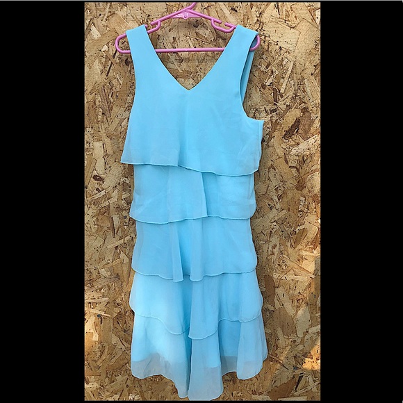 Girls Teal blue Spring Summer, Easter Tiered Ruffle Dress - Picture 10 of 12